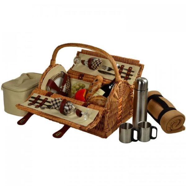 Cheshire Picnic Basket For Two With Blanket London Plaid Picnic World