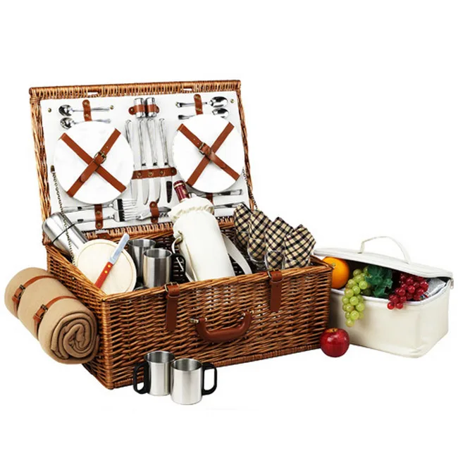 Dorset Picnic Basket for Four with Blanket - London Plaid