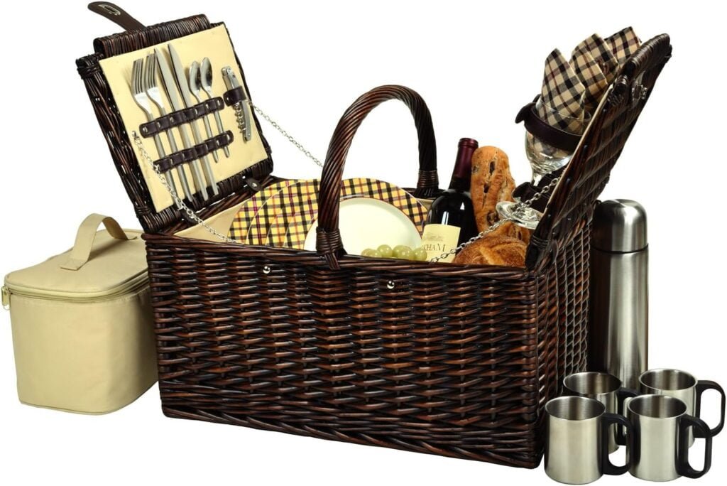 Picnic at Ascot Huntsman Basket for 4 with Coffee Set & Blanket