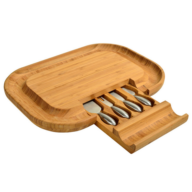 Malvern Deluxe Bamboo Cheese Board Set with 4 Tools - Image 3