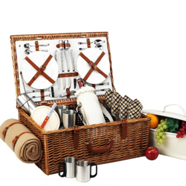 Dorset Picnic Basket for Four with Blanket - London Plaid