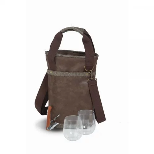 Single Bottle Wine Bag in Espresso