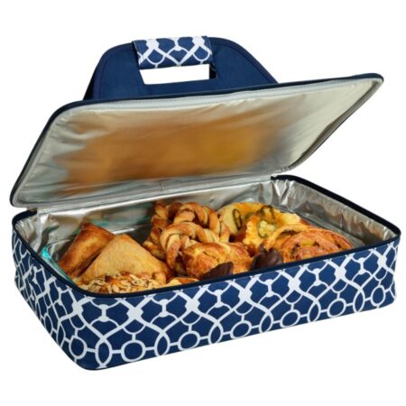 Single Layer Insulated Food Carrier - Trellis Blue