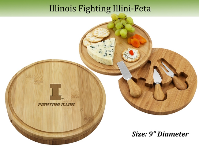 NCAA Illinois University Fighting Illini Bamboo Cheese & Charcuterie Board