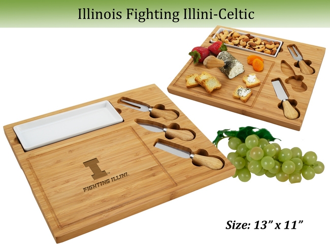 NCAA Illinois University Fighting Illini Bamboo Cheese & Charcuterie Board