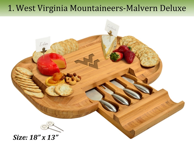 NCAA West Virginia Mountaineers Bamboo Cheese & Charcuterie Board