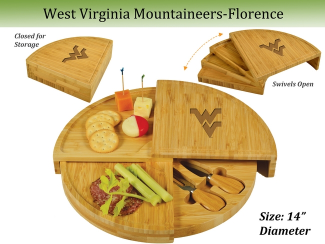 NCAA West Virginia Mountaineers Bamboo Cheese & Charcuterie Board